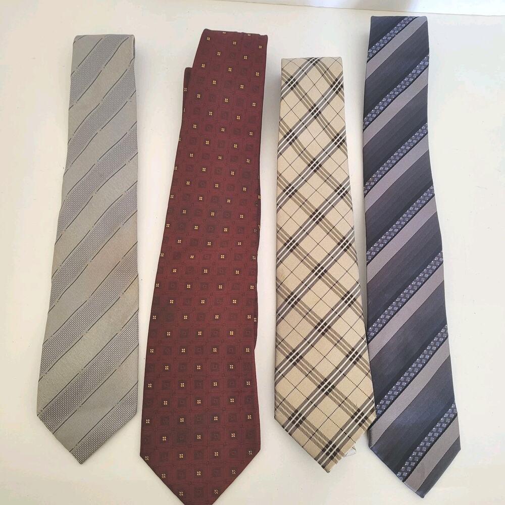 Designer Men's Neck Tie Necktie Lot Bundle 4 Silk Mix Abstract‎ Stripped Modern
